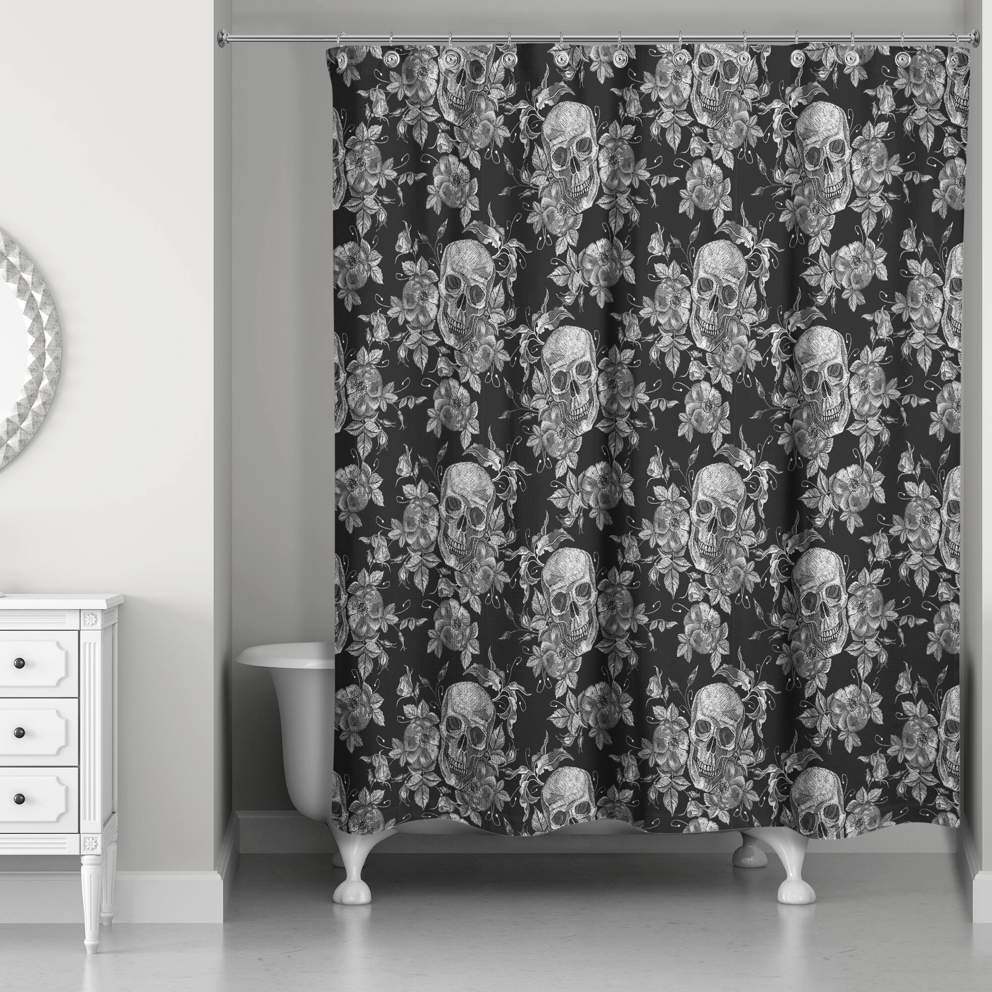 Floral Skulls Shower Curtain